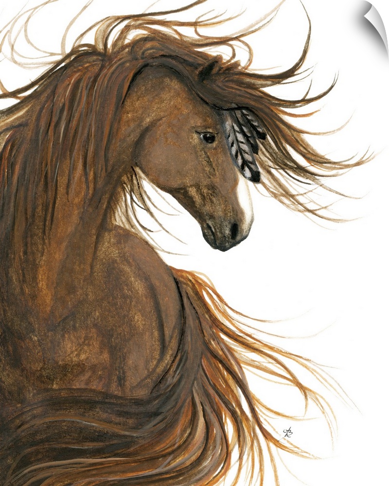 Majestic Series of Native American inspired horse paintings of a Sorrel Horse.