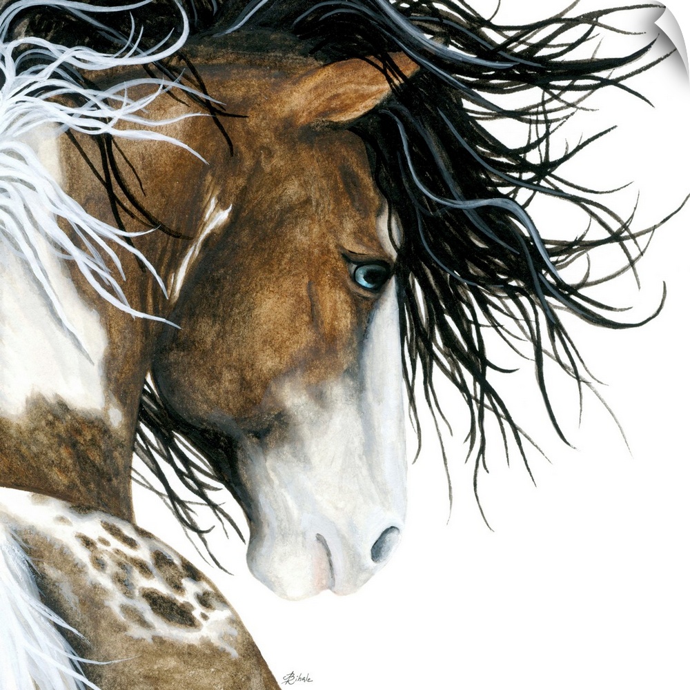 Majestic Series of Native American inspired horse paintings of a Pintaloosa horse.
