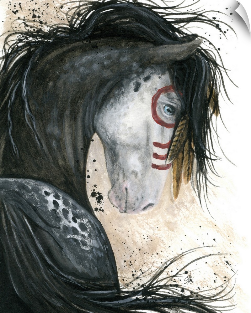 Majestic Series of Native American inspired horse paintings of a Spotted Appaloosa.