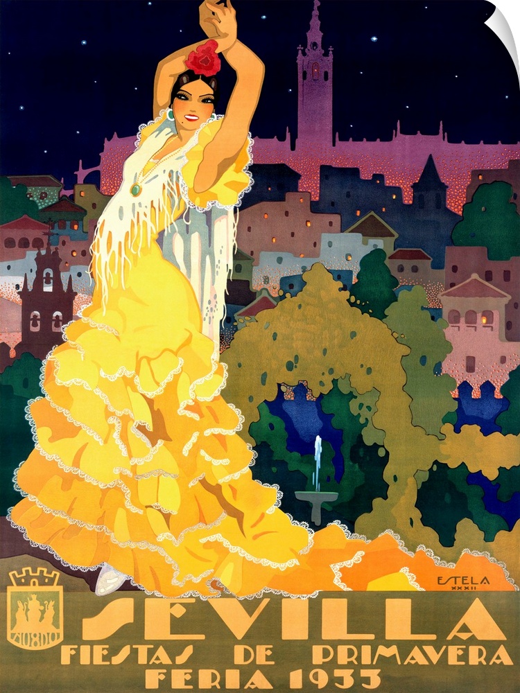 1933 Sevilla Fiesta Vintage Advertising Poster