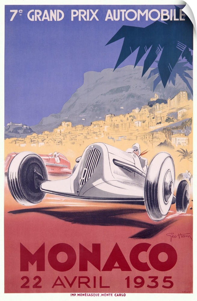 Vintage Poster, 7th Monaco F1 Grand Prix, Autoracing