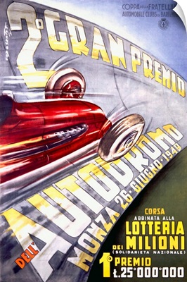 2 Gran Premio Autodromo, Vintage Poster, by Franco Codognato