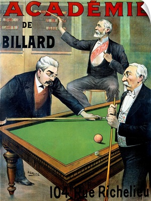 Academie de Billard, Vintage Poster, by A. Gallice
