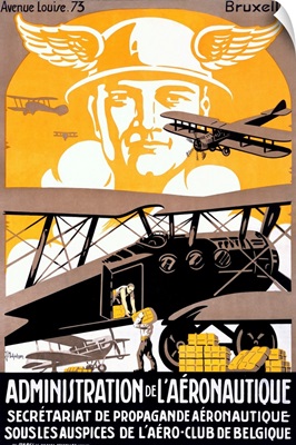 Administration de l'Aeronautique, Bruxelle, Vintage Poster, by Michielssen