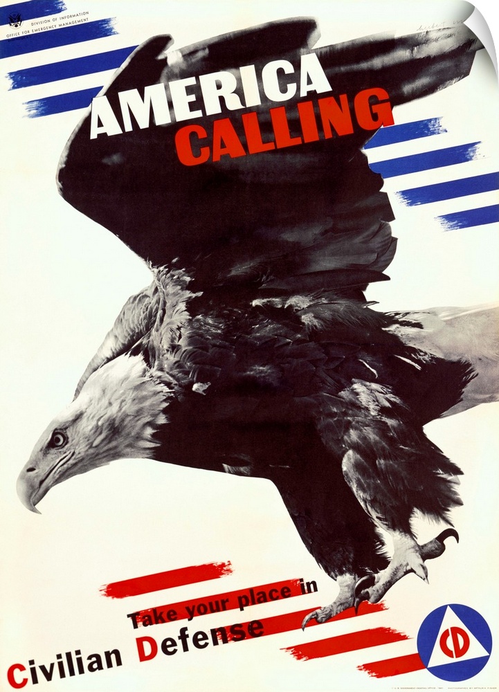 America Calling, Civilian Defense, Vintage Poster, by Herbert Matter