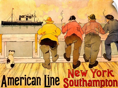 American Line, New York to Southampton, Vintage Poster, by Henri Cassiers