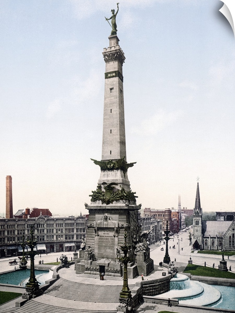 Photograph of governmental monument surrounded by buildings.