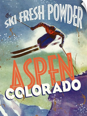 Aspen Colorado Ski Fresh Powder Vintage Advertising Poster