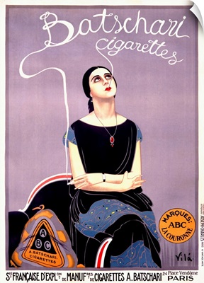 Batschari Cigarettes, Vintage Poster, by Emilio Vila