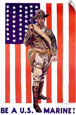 Be A U.S. Marine, Vintage Poster, by James Montgomery Flagg
