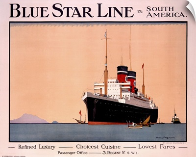 Blue Star Line, to South America, Vintage Poster, by Norman Wilkinson