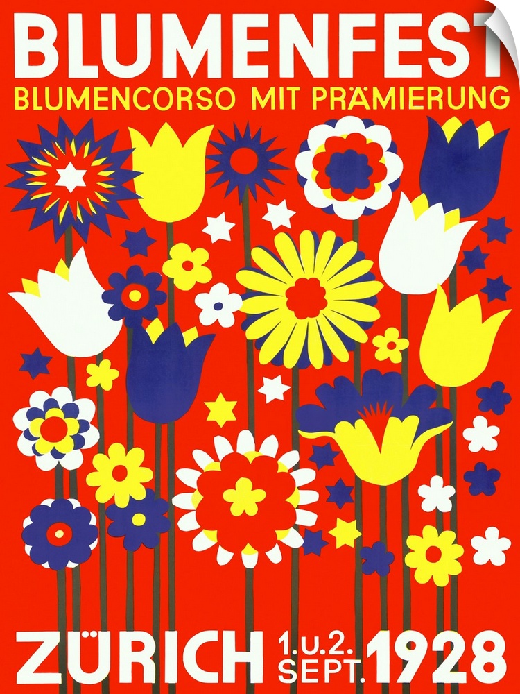 Classic advertisement for Blumenfest/Bloomfest in Zurich in 1928.
