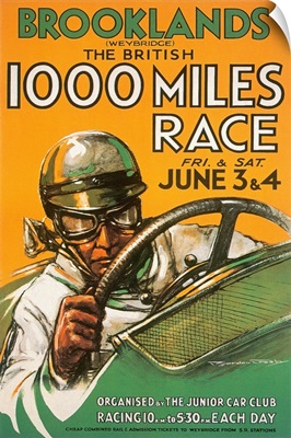 Brooklands, 1000 Miles Race, Vintage Poster