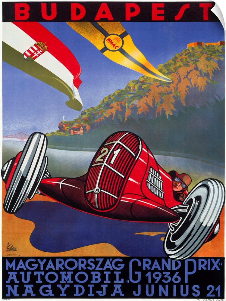 Budapest, Grand Prix 1936, Vintage Poster