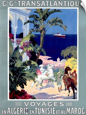 C.G. Transatlantique, Voyages, Vintage Poster