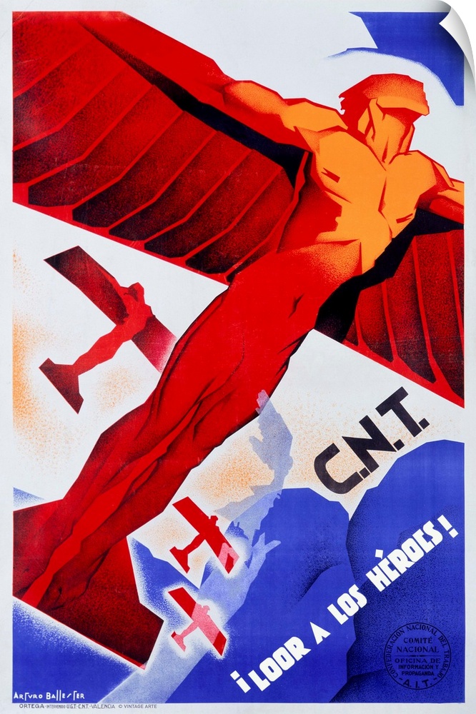 C.N.T., Loor a Los Heroes, Vintage Poster, by Arturo Ballester