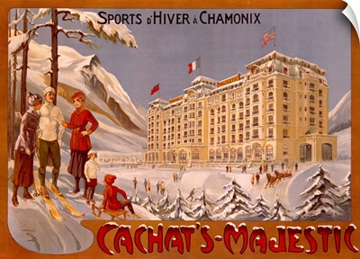 Cachats Majestic, Sports dHiver a Chamonix, Vintage Poster, by Candido Aragonez de Faria