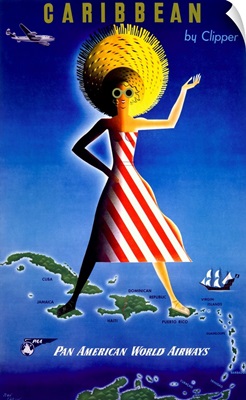 Caribbean, Pan American World Airways, Vintage Poster, by Clipper