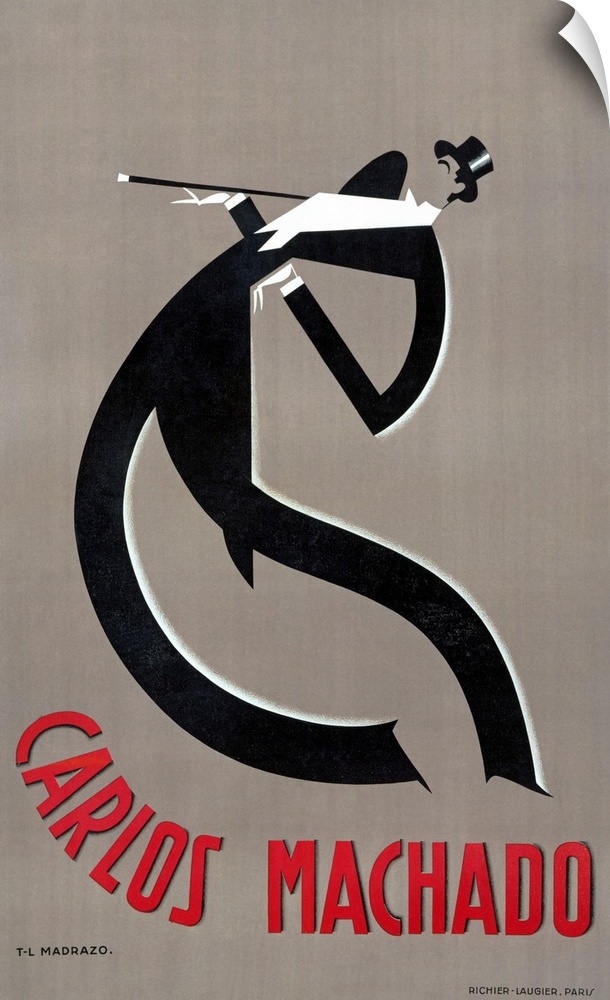 Vintage artwork of a man in a tuxedo that is elongated and drawn in a curve like motion.