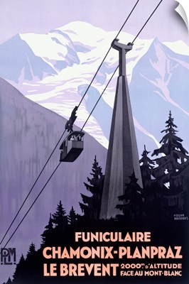Chamonix Mont Blanc, Cable Car France, Vintage Poster, by Roger Broders