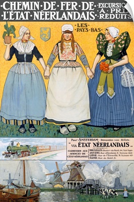 Chemin de Fer, Neerlandais, Netherlands, Vintage Poster, by Henri Cassiers