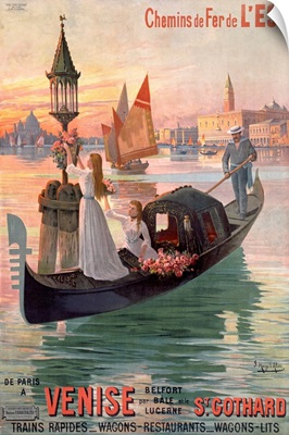 Chemins de Fer de LEst, Venise, Vintage Poster, by Hugo DAlesi