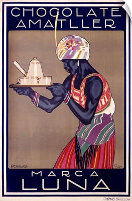 Chocolate Amatller, Marca Luna, Vintage Poster, by Rafael de Penagos