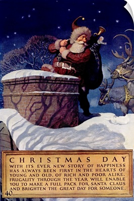 Christmas Day, National Savings Bank, Vintage Poster