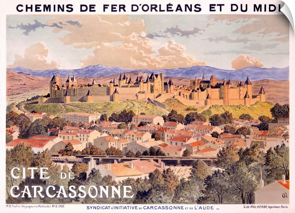 Cite de Carcassone, Vintage Poster, by Eugene Grasset
