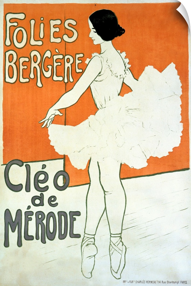 This vintage poster is of a ballerina standing on her tip toes as she begins to twirl.