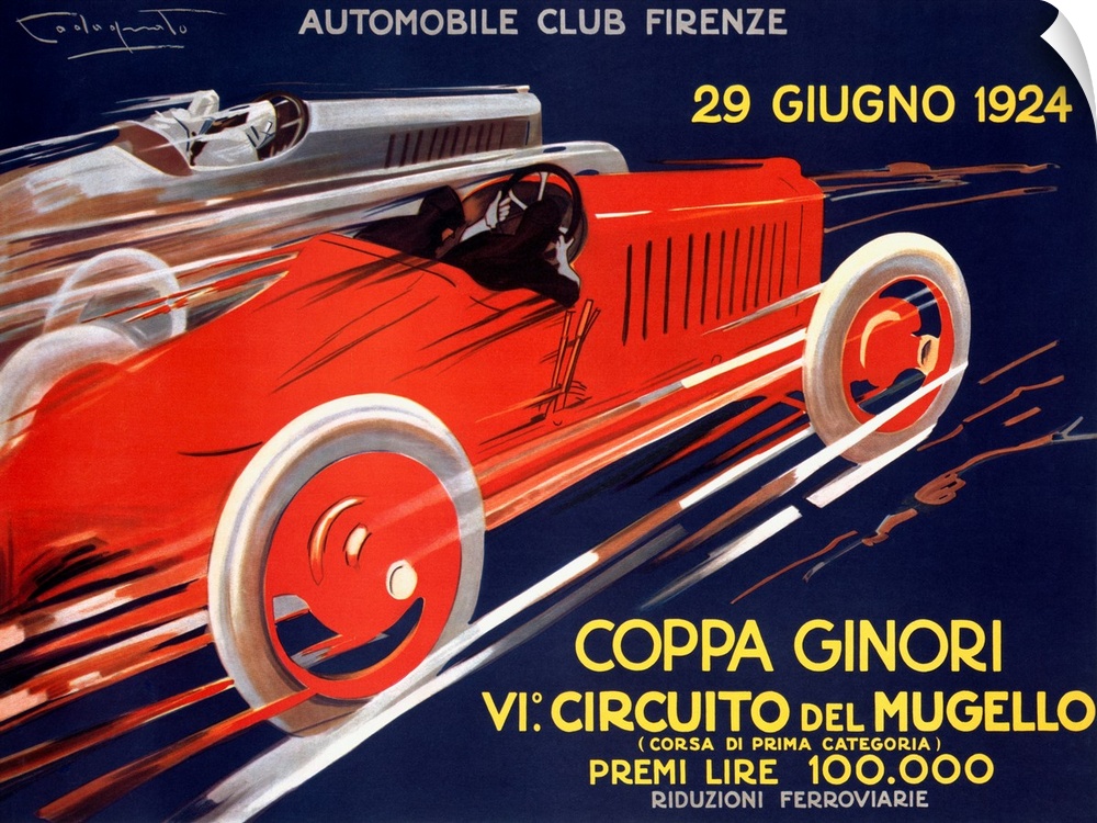 Classic poser illustrating speeding Italian cars.