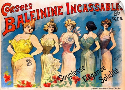 Corsets Baleinine Incassables, Vintage Poster, by Alfred Choubrac
