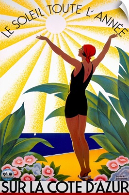 Cote dAzur, Le Soleil Toute, LAnne, Vintage Poster, by Roger Broders