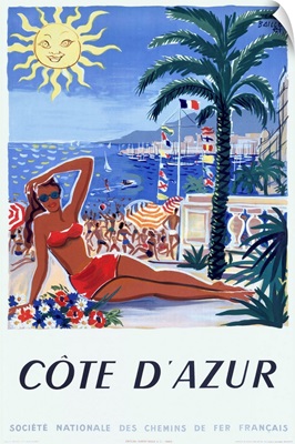 Cote DAzur, Societe Nationale Des Chemins De Fer Francais, Vintage Poster