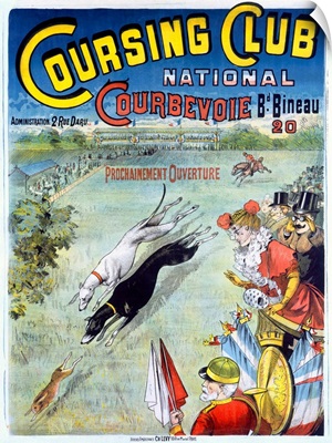 Coursing Club, National Courbevoie, Dog Race, Vintage Poster