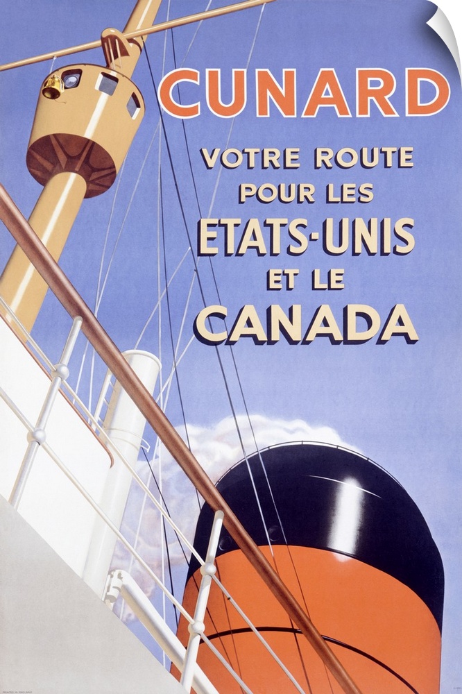 Cunard Line, British French Ocean Lines, Vintage Poster