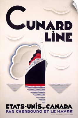Cunard Line, U.S. to Canada, Vintage Poster