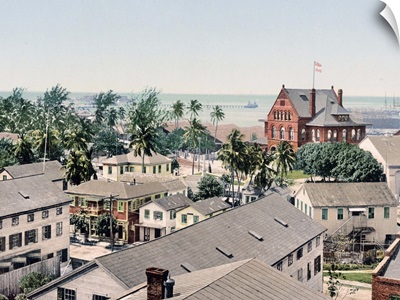 Custom House and Harbor Key West Florida Vintage Photograph