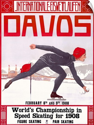 Davos, World Championship in Speed Skating, Vintage Poster, by Walter Koch