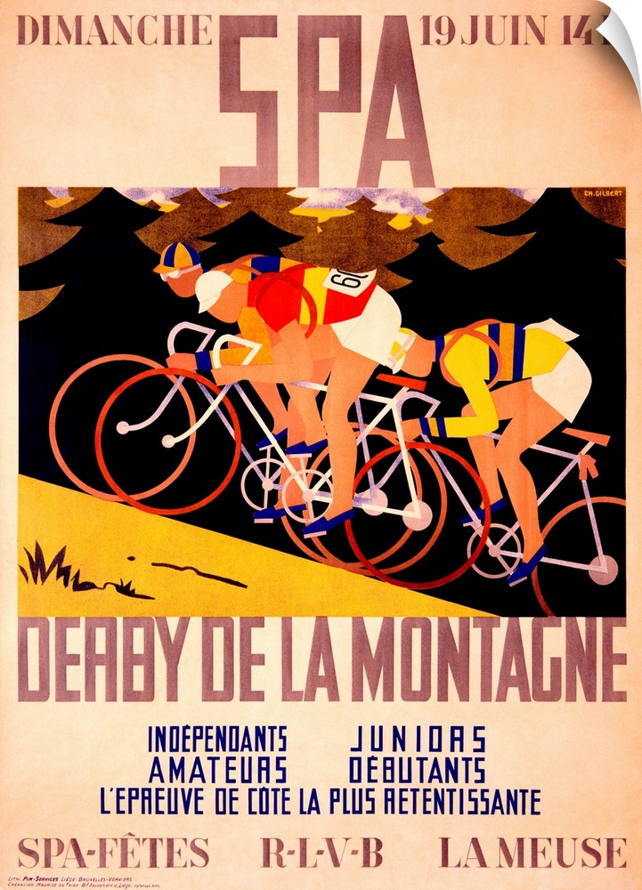 Older bicycling race announcement advertising the Derby De La Montagne.