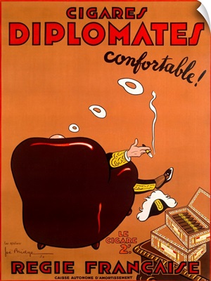 Diplomate Cigar, Regie Francaise, Vintage Poster