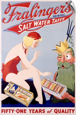 Fralingers Original Salt Water Taffy, Vintage Poster
