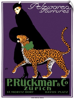 French Ruckmar Leopard Fashion Vintage Advertising Poster