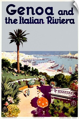 Genoa, and the Italian Riviera, Vintage Poster