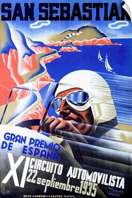Gran Premio de Espana, San Sebastian, 1935, Vintage Poster, by Viejo Santamarto Acebo