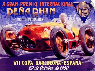 Gran Premio Internacional, Pena Rhin, 1950, Vintage Poster, by A. Garcia
