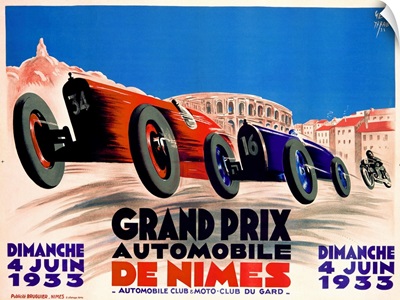 Grand Prix, de Nimes, 1932, Vintage Poster