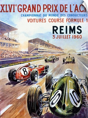 Grand Prix, Reims, 1960, Vintage Poster