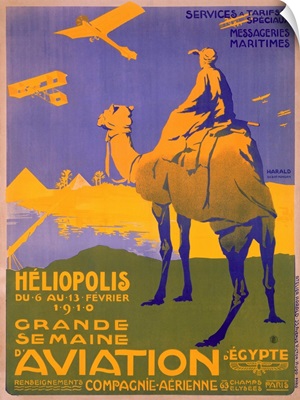 Grande Semaine dAviation, Egypt, Vintage Poster