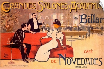 Grandes Salones y Academia de Billar, Vintage Poster, by Antoni Utrillo